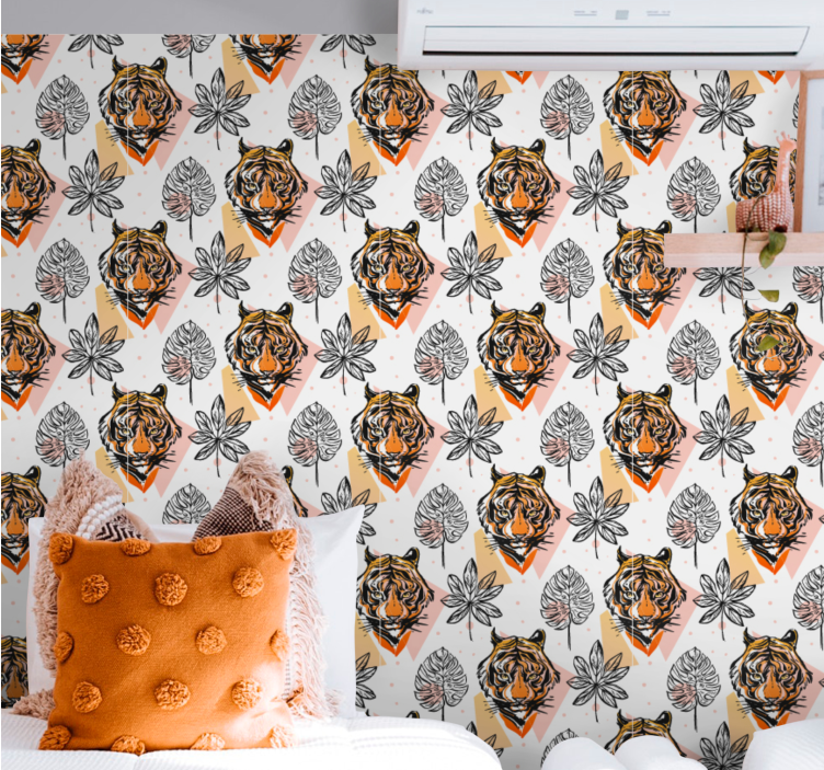 Tiere Tapete florale elemente des tigers - TenStickers