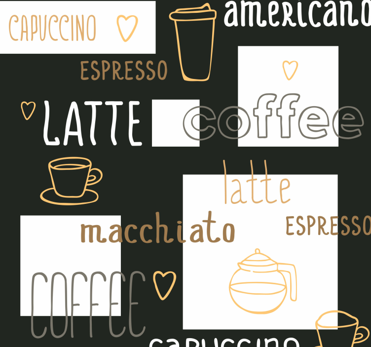 Tapete Küche dekorative Kaffeezeichnungen - TenStickers