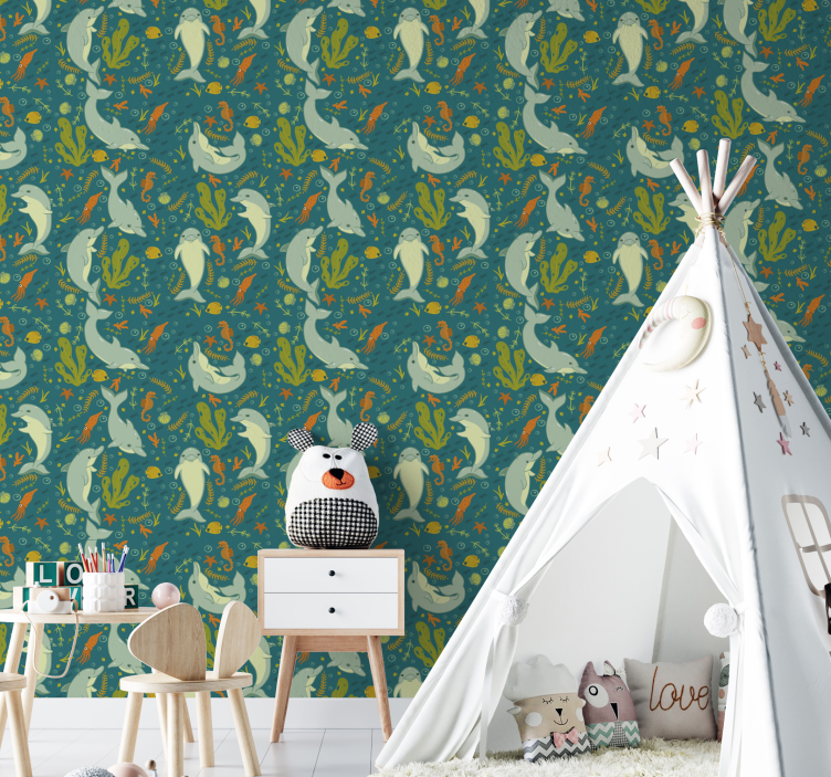 Tier Tapete Blaue delfine - TenStickers