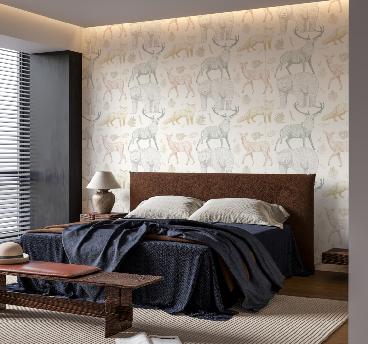 Tiere Tapete bunte Waldtier-Zeichnungen - TenStickers