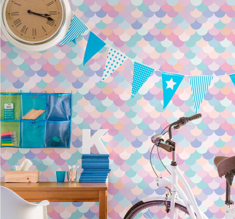 Tiere tapete sanfte töne in schuppenoptik - TenStickers