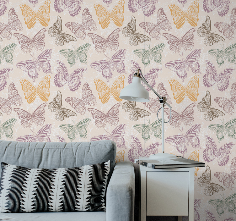Schmetterling Tapete farbige Zierschmetterlinge - TenStickers