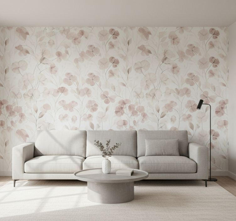 Wohnzimmer tapete aquarell pressblüten - TenStickers