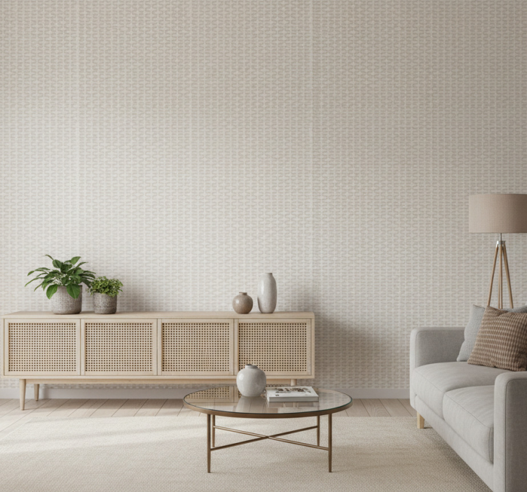 Wohnzimmer tapete im weißen rattaneffekt - TenStickers