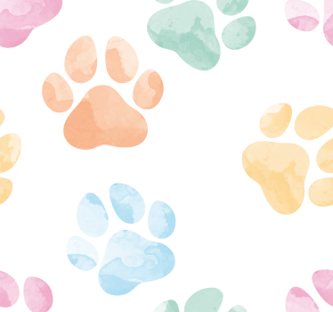 Hunde Tapete pastell pfotenabdrücke - TenStickers