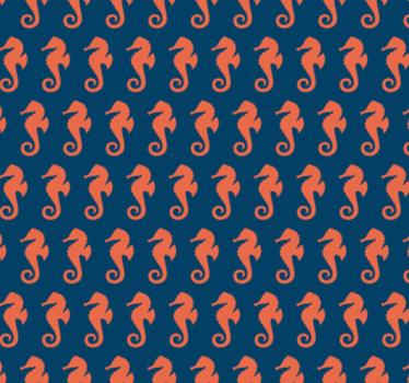 Tapete schlafzimmer mit orangefarbenem seepferdchen-muster - TenStickers
