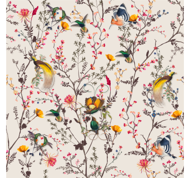 Fototapete wald mit naturalistischem blumendesign - TenStickers