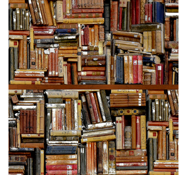 Vintage tapete mit gestapelten büchern - TenStickers
