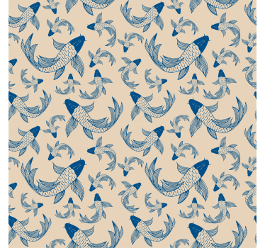 Tapete kinderzimmer mit blauen fischen auf beige - TenStickers