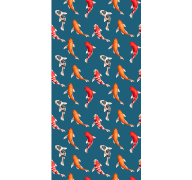 Tapete kinderzimmer koi-fisch muster blauer hintergrund - TenStickers