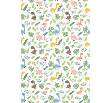 Tapete kinderzimmer mit pastellfarbenem dinosaurierwald - TenStickers