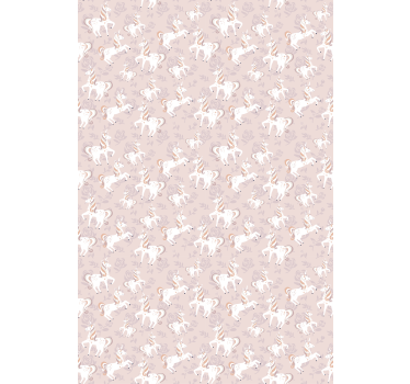 Tapete kinderzimmer einhorn rosa mit blumen - TenStickers