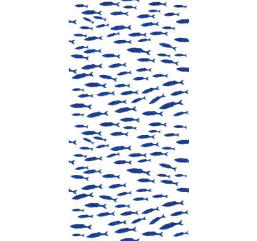 Tapete kinderzimmer mit blauem fischmuster auf weiß - TenStickers