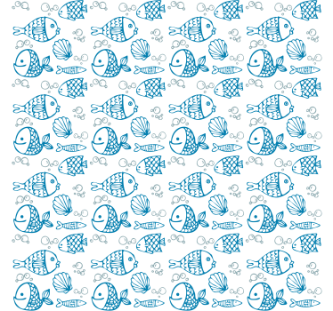 Tapete kinderzimmer mit blauen fischen auf weiß - TenStickers