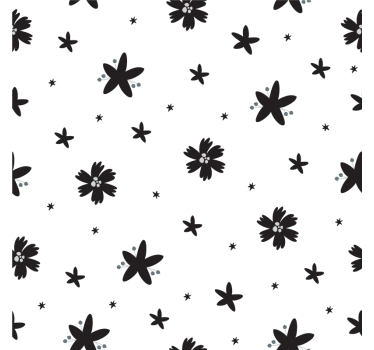 Blumentapete schwarzweißes blumenmuster - TenStickers