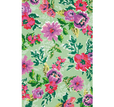 Blumentapete mit mosaikartigem blumenmuster - TenStickers