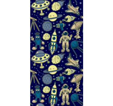 Tapete kinderzimmer mit weltraumfiguren - TenStickers