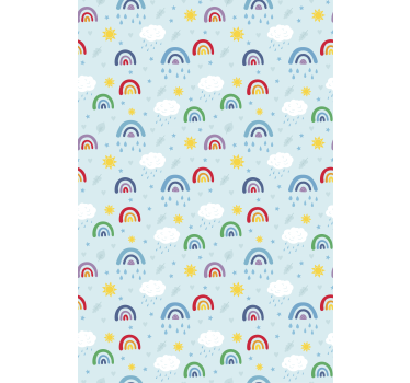 Tapete kinderzimmer blaue regenbögen und wolken - TenStickers