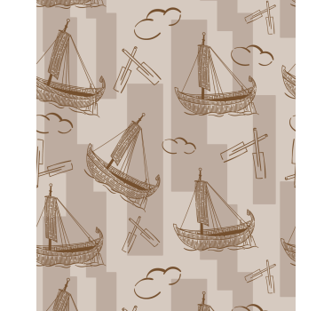 Tapete kinderzimmer mit segelboot-muster - TenStickers