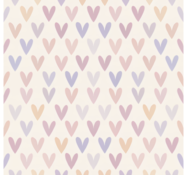 Tapete jugendzimmer mit pastellfarbenem herzmuster - TenStickers