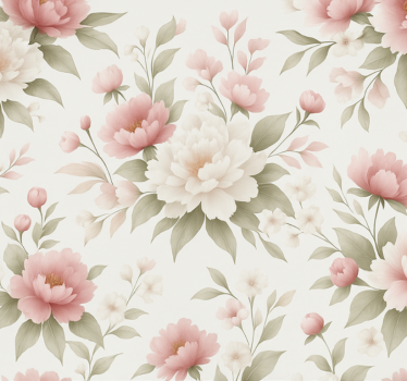 Wohnzimmer tapete weiß pinke pfingstrose floral - TenStickers