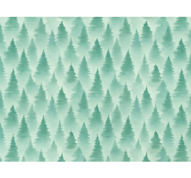 Tapete landschaft nebeliger kiefernwald - TenStickers