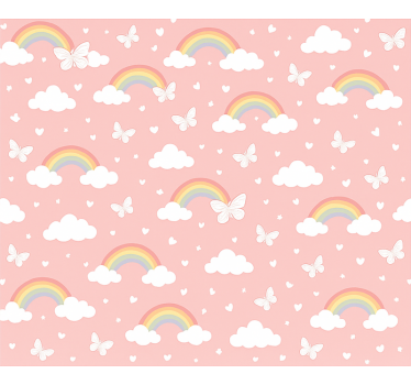 Tapete kinderzimmer im pinken regenbogen design - TenStickers