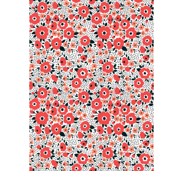 Blumentapete mit abstraktem roten mohnmuster - TenStickers