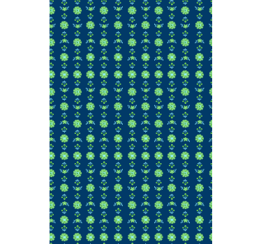 Blumentapete im grünen und blauen polnischen muster - TenStickers