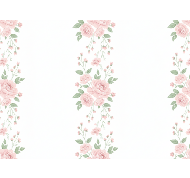 Blumentapete in zartem rosa blumenmuster - TenStickers