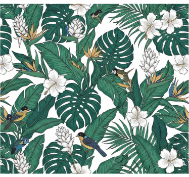Blumentapete jungle petrolgrün design (b0cgv35ln7) - TenStickers
