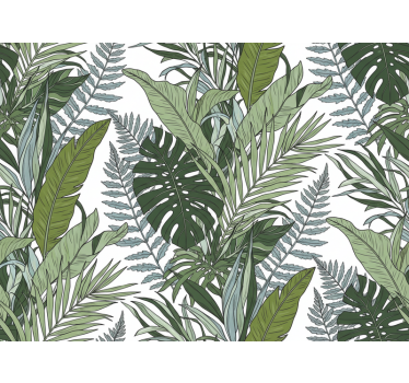 Blumentapete exotische blätter symphonie - TenStickers
