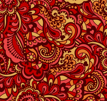 Rote Paisley Zierformen Tapete - TenStickers