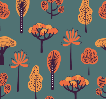 Tapete Bäume stilisierte Botanische Motive - TenStickers