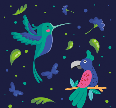 Tier Wandtapete Papageien und spechte - TenStickers