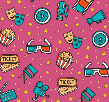 Filmabend rosa Mädchenzimmer Wandtapete - TenStickers