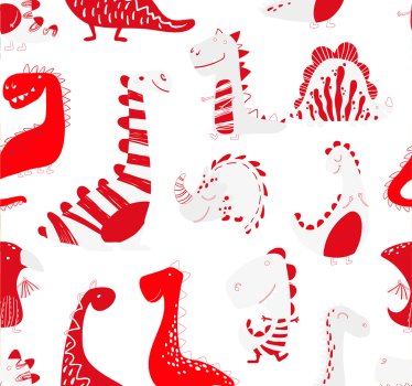 Kinderzimmer Tapete Dinosaurier rote skizzen - TenStickers