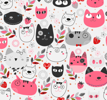 Tier Wandtapete Illustrierte katzen - TenStickers
