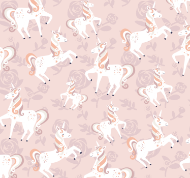 Kinderzimmer Tapete Rosa und großes einhorn mit blumen - TenStickers