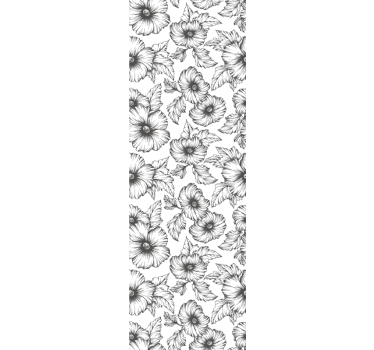Tapete mit Blumenkontur auf weißen Hintergrund - TenStickers