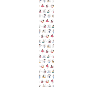 Bunte Yoga Positionen Blumen Tapete - TenStickers