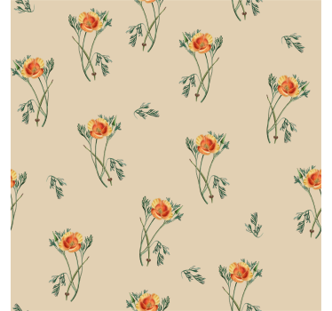 Blumen Tapete orange für Wohnzimmer - TenStickers