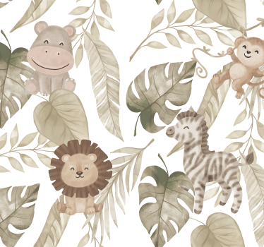 Babyzimmer Tapete beiges dschungelmuster - TenStickers