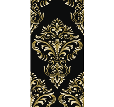 Tapete schwarz traditionelles goldenes muster - TenStickers
