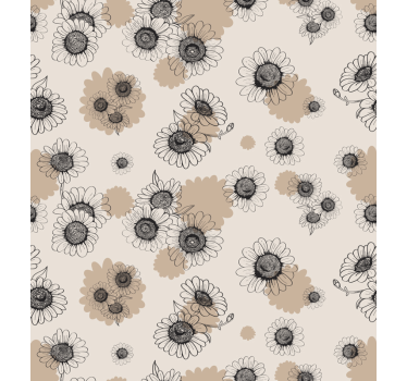 Blumentapete blühendes beige elegantes muster - TenStickers