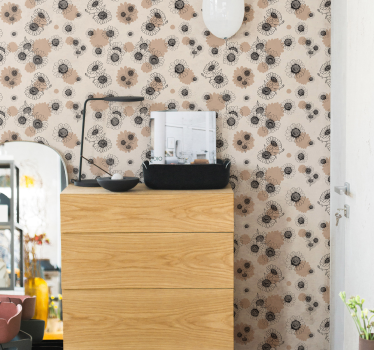Blumentapete blühendes beige elegantes muster - TenStickers