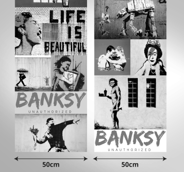 vliestapeten kunst Banksy schwarz weiß - TenStickers