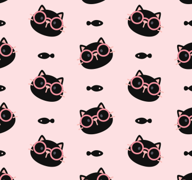 Schlafzimmer Tapete Schwarze katzen mit rosa brille - TenStickers