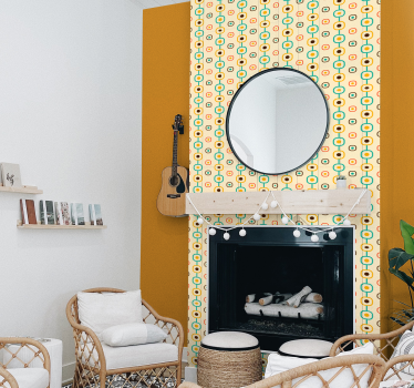Tapete geometrische Formen Linien 60er Look - TenStickers