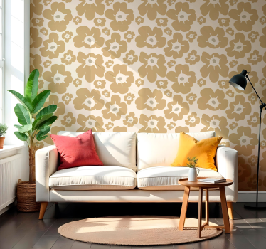 Blumentapete beige mohnblumen - TenStickers